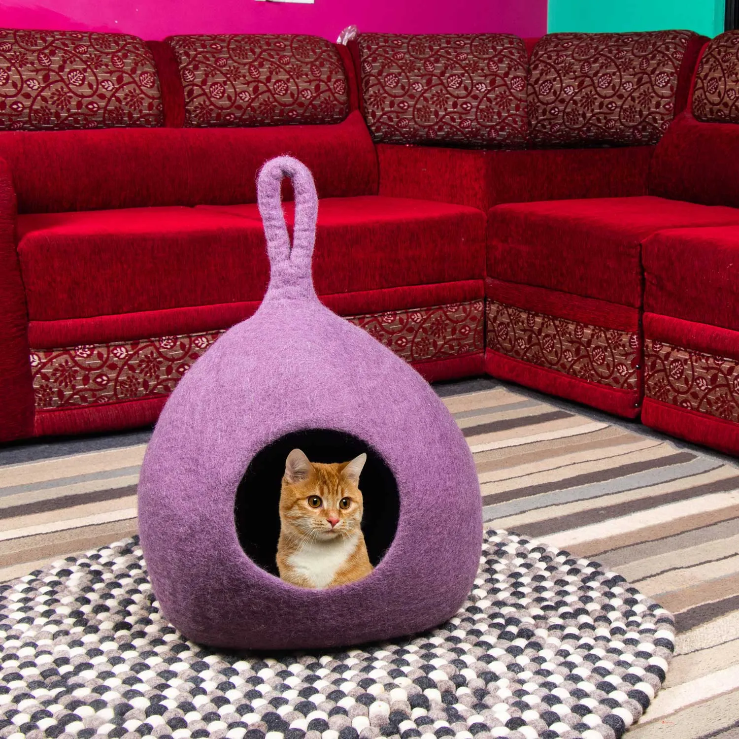 100% Natural Wool Hanging Cat Cave