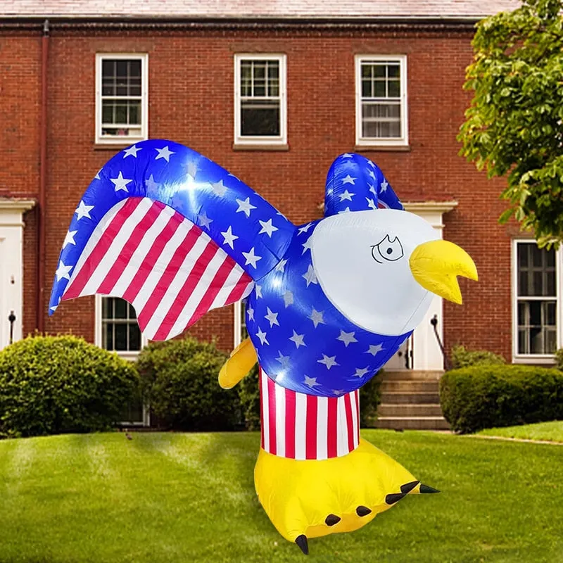 5.2ft/5.9ft/7ft/7.9ft Patriotic Independence Day Inflatable American Eagle Blowup Outdoor Decoration