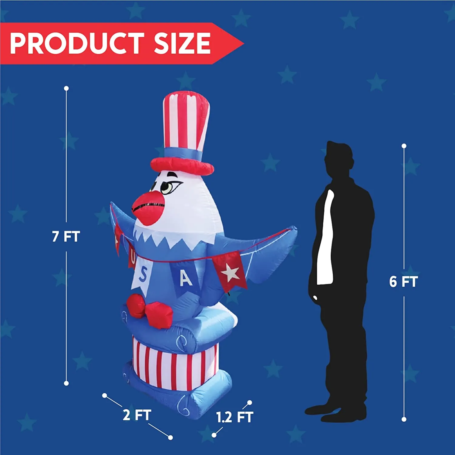 5.2ft/5.9ft/7ft/7.9ft Patriotic Independence Day Inflatable American Eagle Blowup Outdoor Decoration