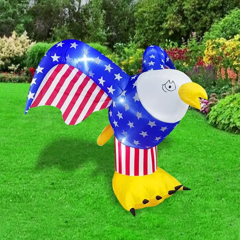 5.2ft/5.9ft/7ft/7.9ft Patriotic Independence Day Inflatable American Eagle Blowup Outdoor Decoration