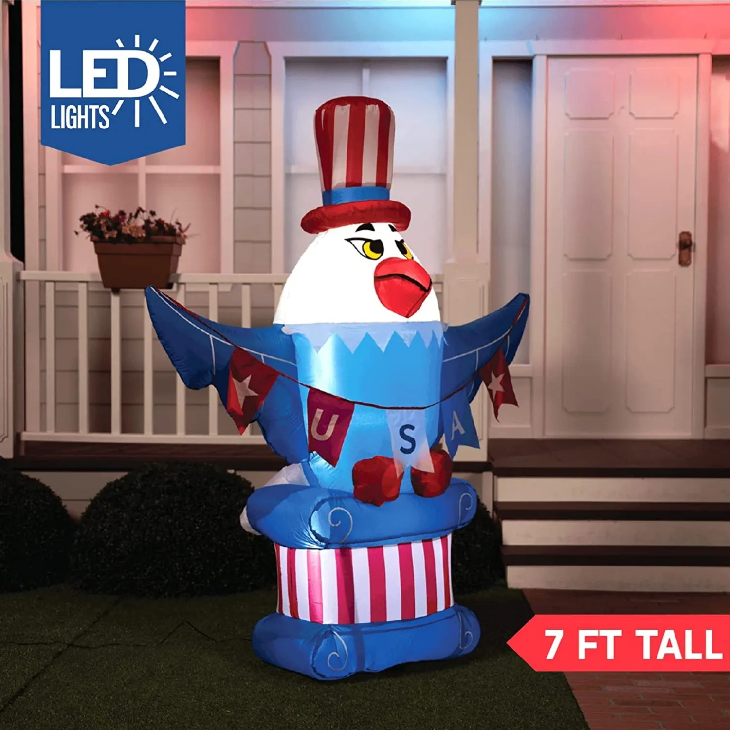 5.2ft/5.9ft/7ft/7.9ft Patriotic Independence Day Inflatable American Eagle Blowup Outdoor Decoration