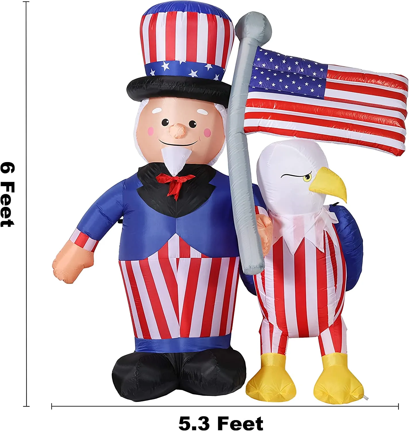 5.2ft/5.9ft/7ft/7.9ft Patriotic Independence Day Inflatable American Eagle Blowup Outdoor Decoration