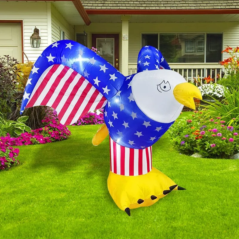 5.2ft/5.9ft/7ft/7.9ft Patriotic Independence Day Inflatable American Eagle Blowup Outdoor Decoration