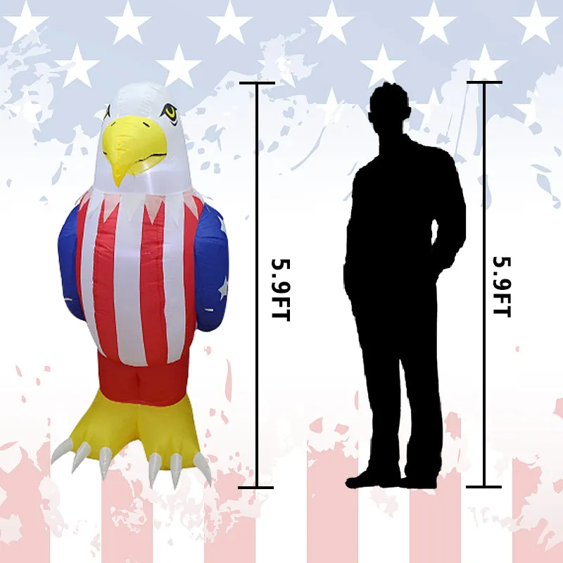 5.2ft/5.9ft/7ft/7.9ft Patriotic Independence Day Inflatable American Eagle Blowup Outdoor Decoration