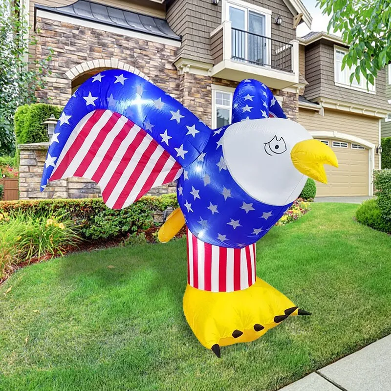 5.2ft/5.9ft/7ft/7.9ft Patriotic Independence Day Inflatable American Eagle Blowup Outdoor Decoration