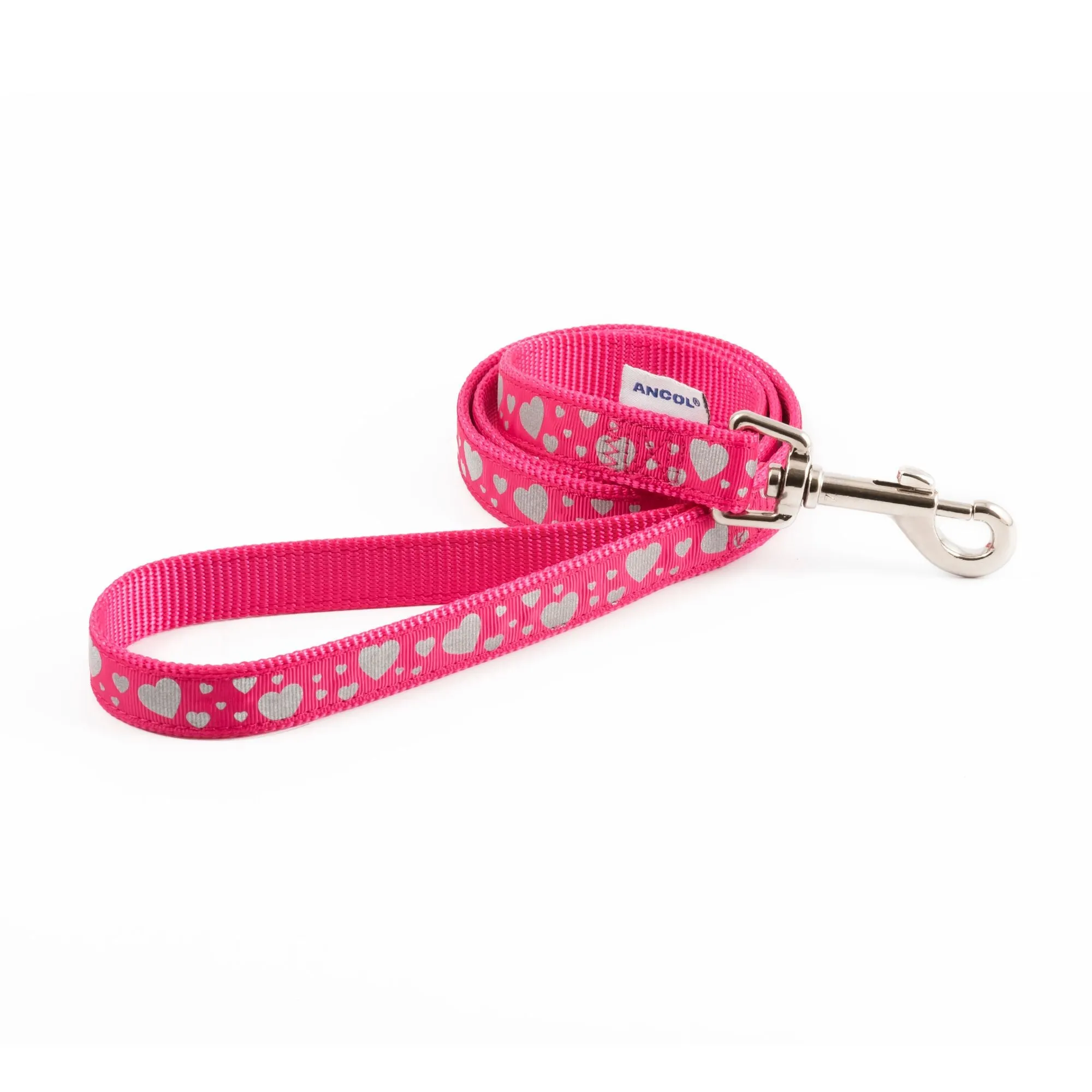 Ancol Hearts Reflective Lead Pink 1m