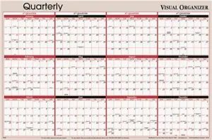 At-A-Glance Write-On/Wipe-Off Reversible Quarterly Format Yearly Planner 24 X 36