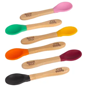 Bamboo Children's Spoon - Silicone Tip - Team Pink - Pack of 6