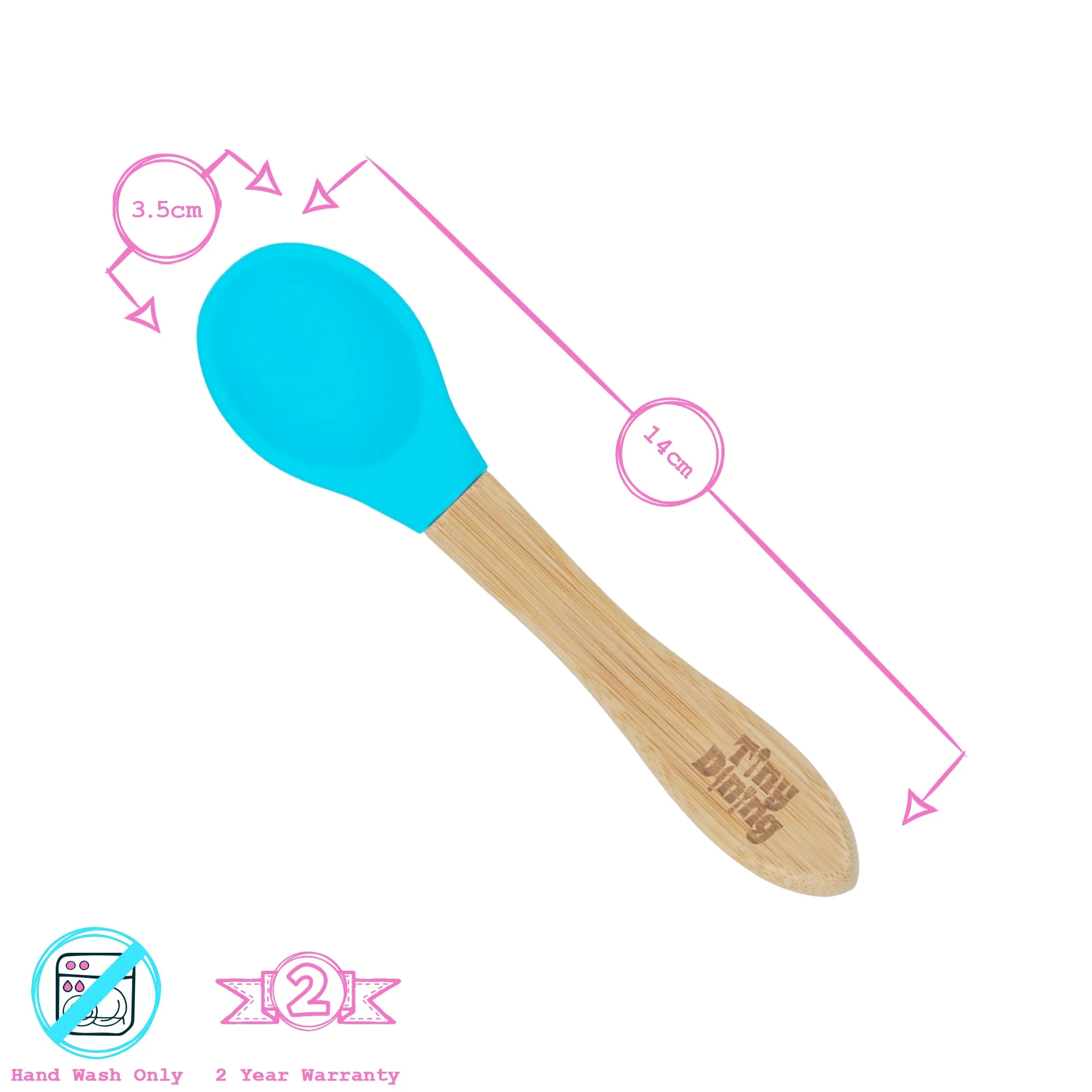 Bamboo Children's Spoon - Silicone Tip - Team Pink - Pack of 6