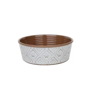 Barkley & Bella Melamine Dog Bowl Ikat Paw Natural