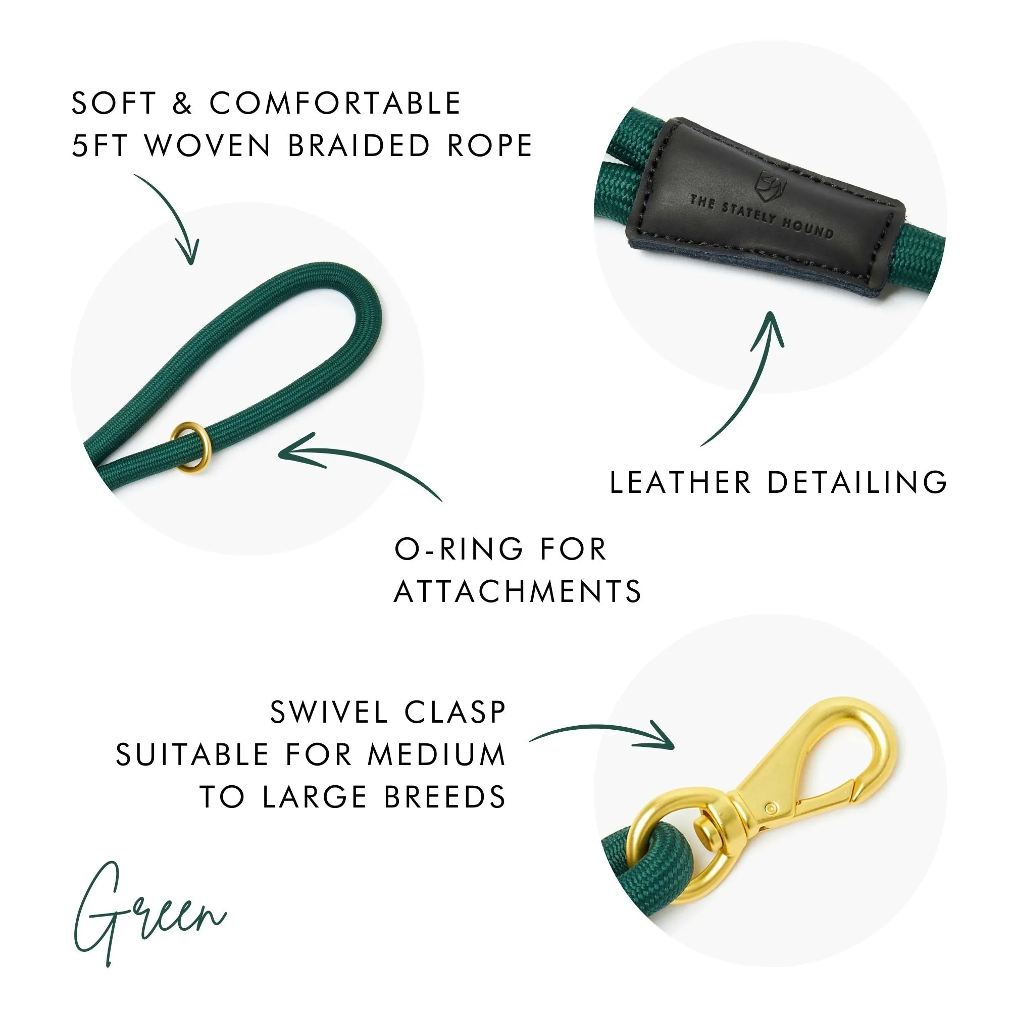 Bottle Green Rope Dog Lead – Stylish, Strong & Secure