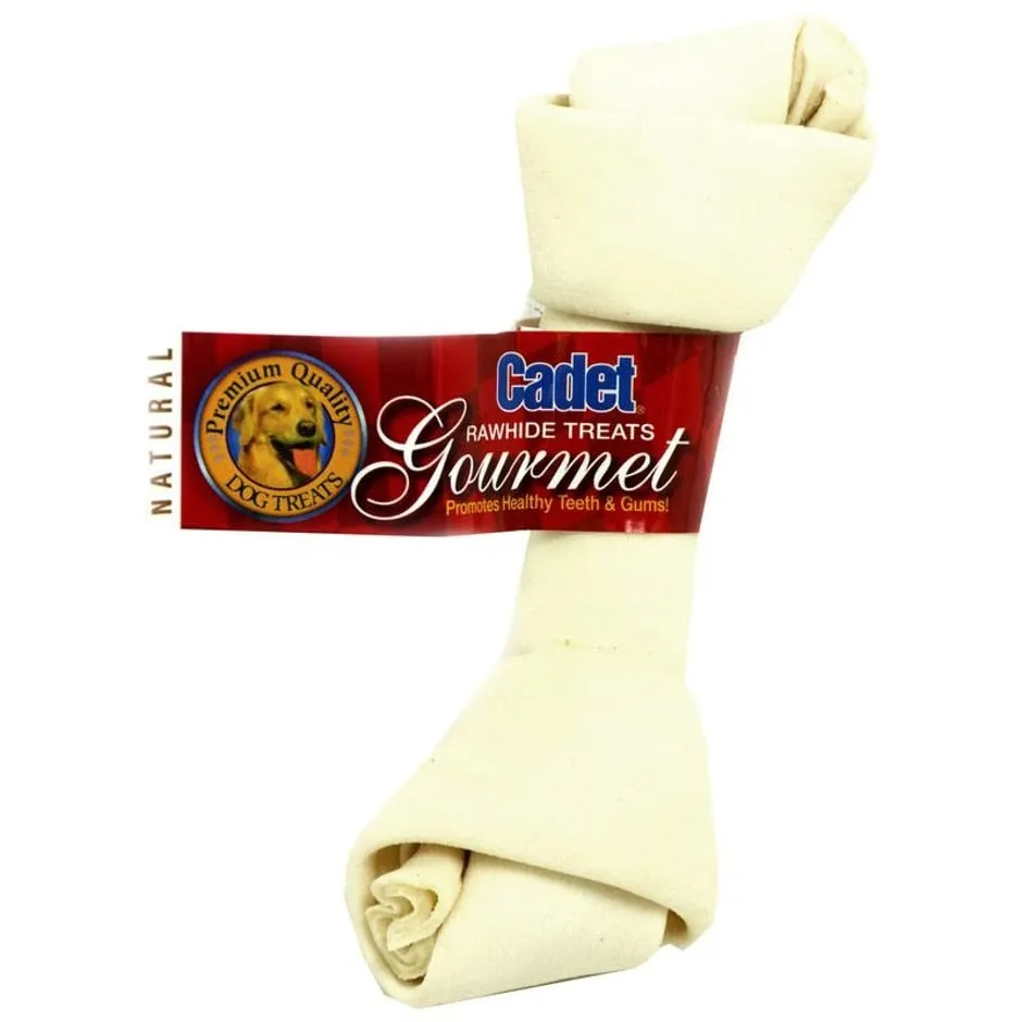 Cadet White Rawhide Knotted Dog Bone