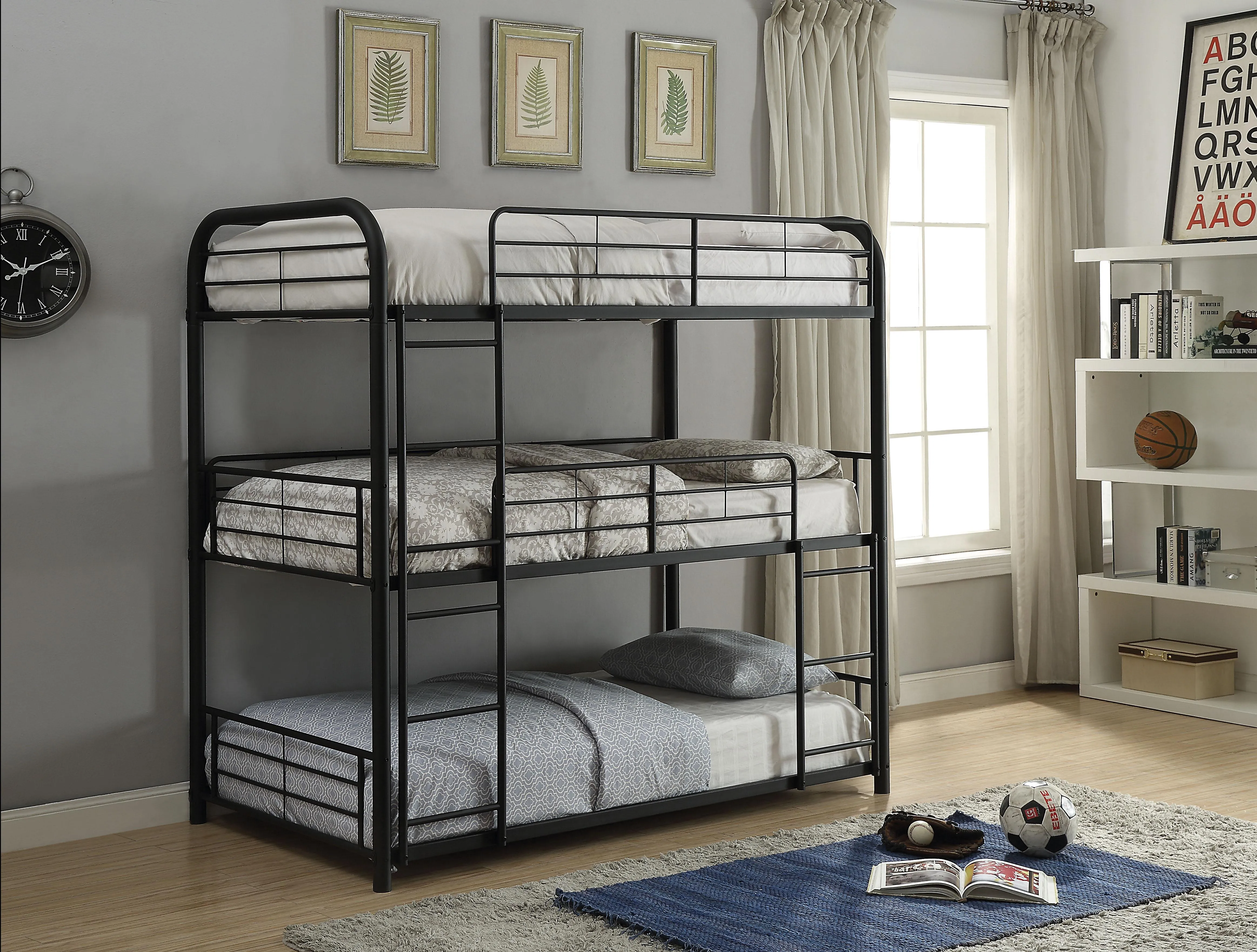 Cairo Sandy Black Bunk Bed (Triple Full)