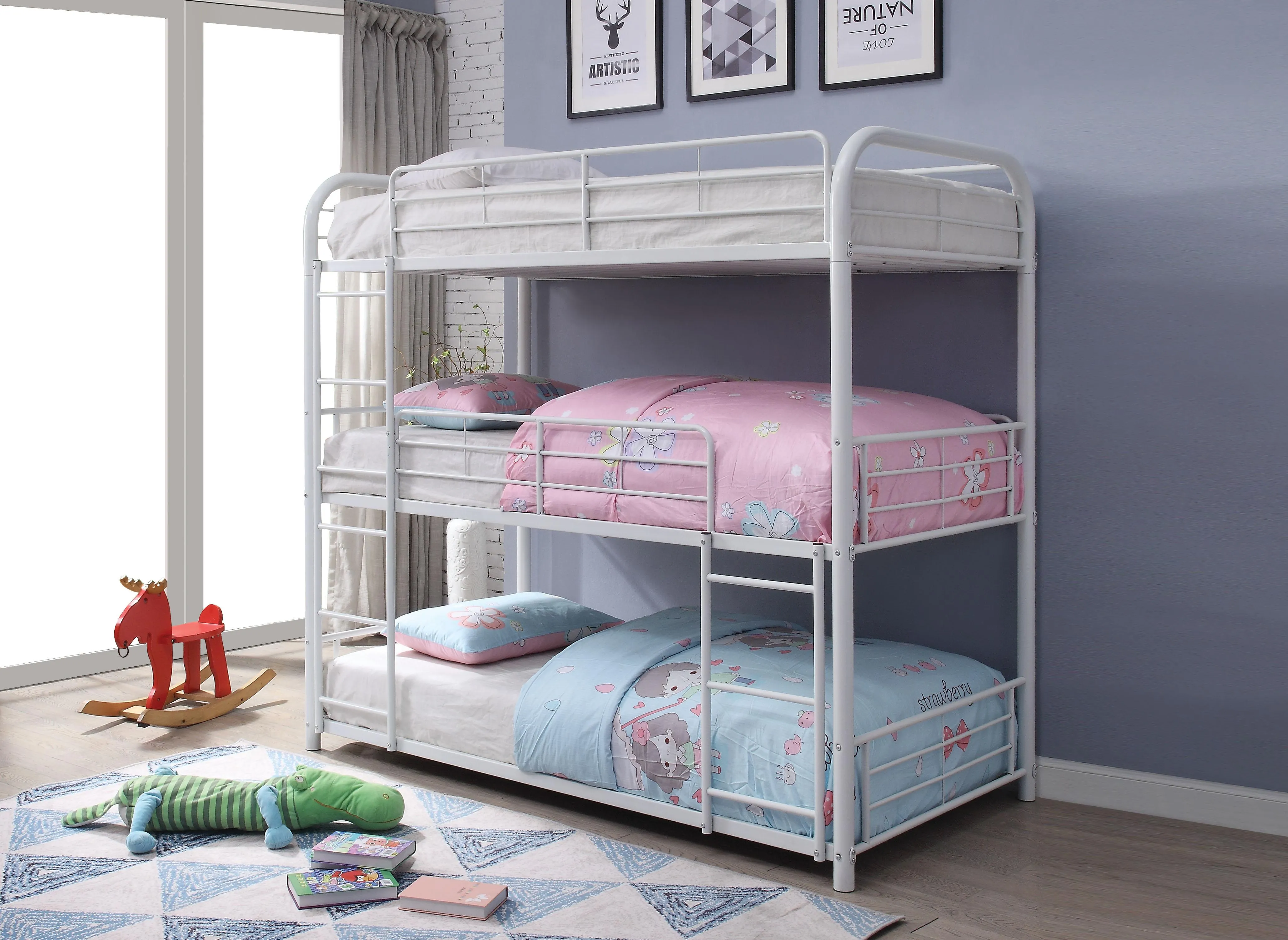 Cairo White Bunk Bed (Triple Twin)