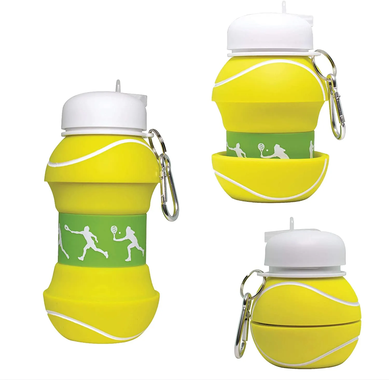 Collapsible Silicone Tennis Ball Water Bottle Maccabi Art, 500 ml.