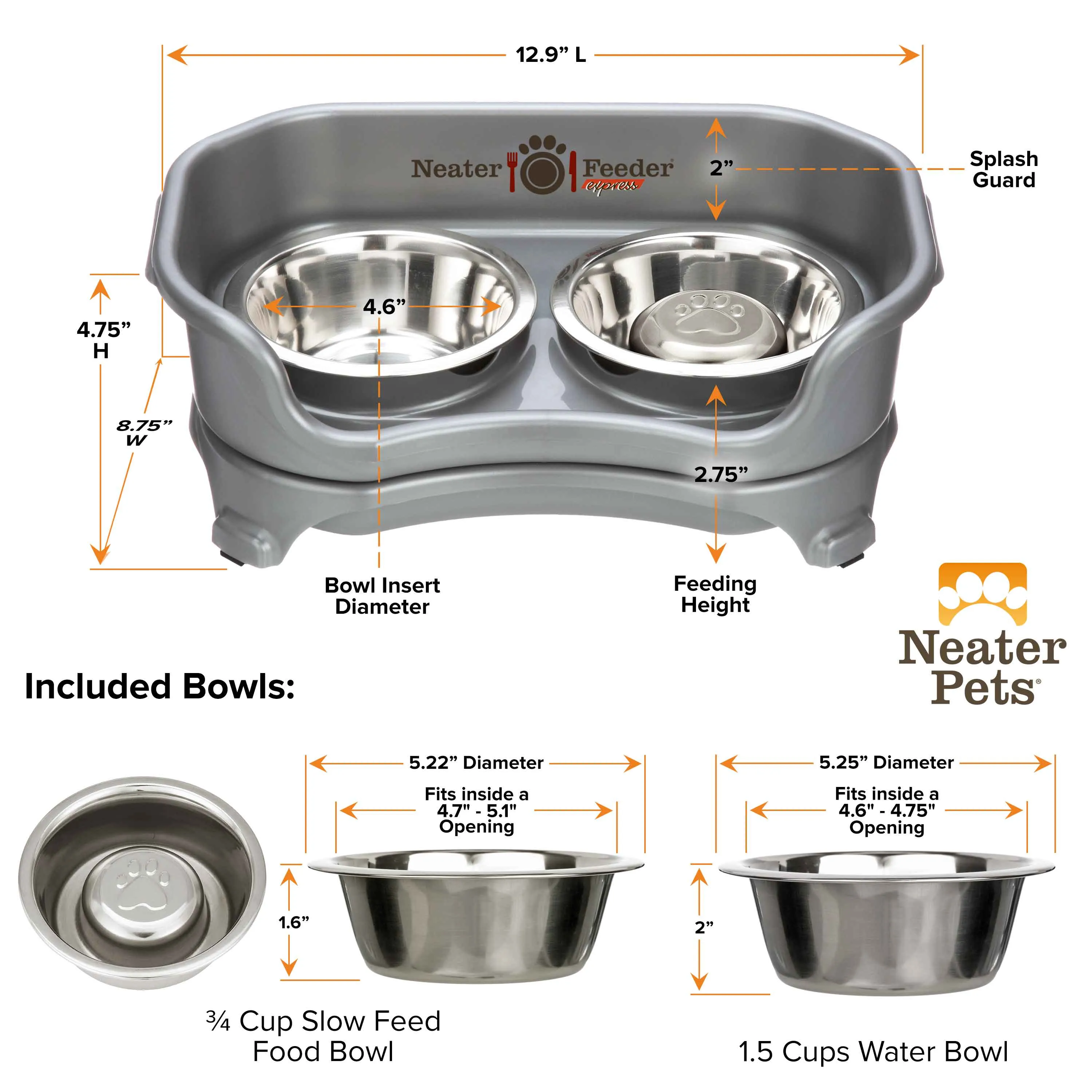 EXPRESS Neater Feeder with Stainless Steel Slow Feed Bowl