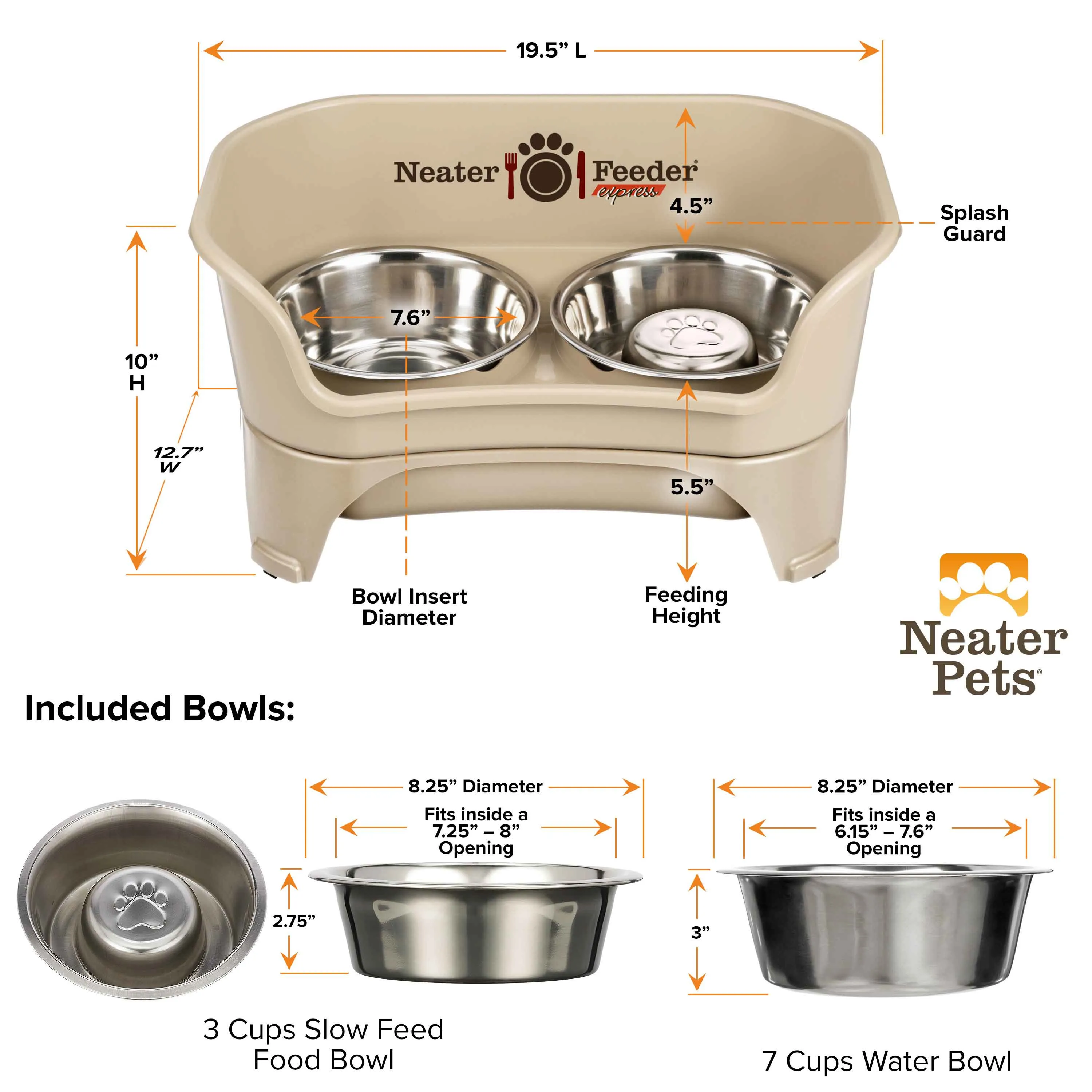 EXPRESS Neater Feeder with Stainless Steel Slow Feed Bowl