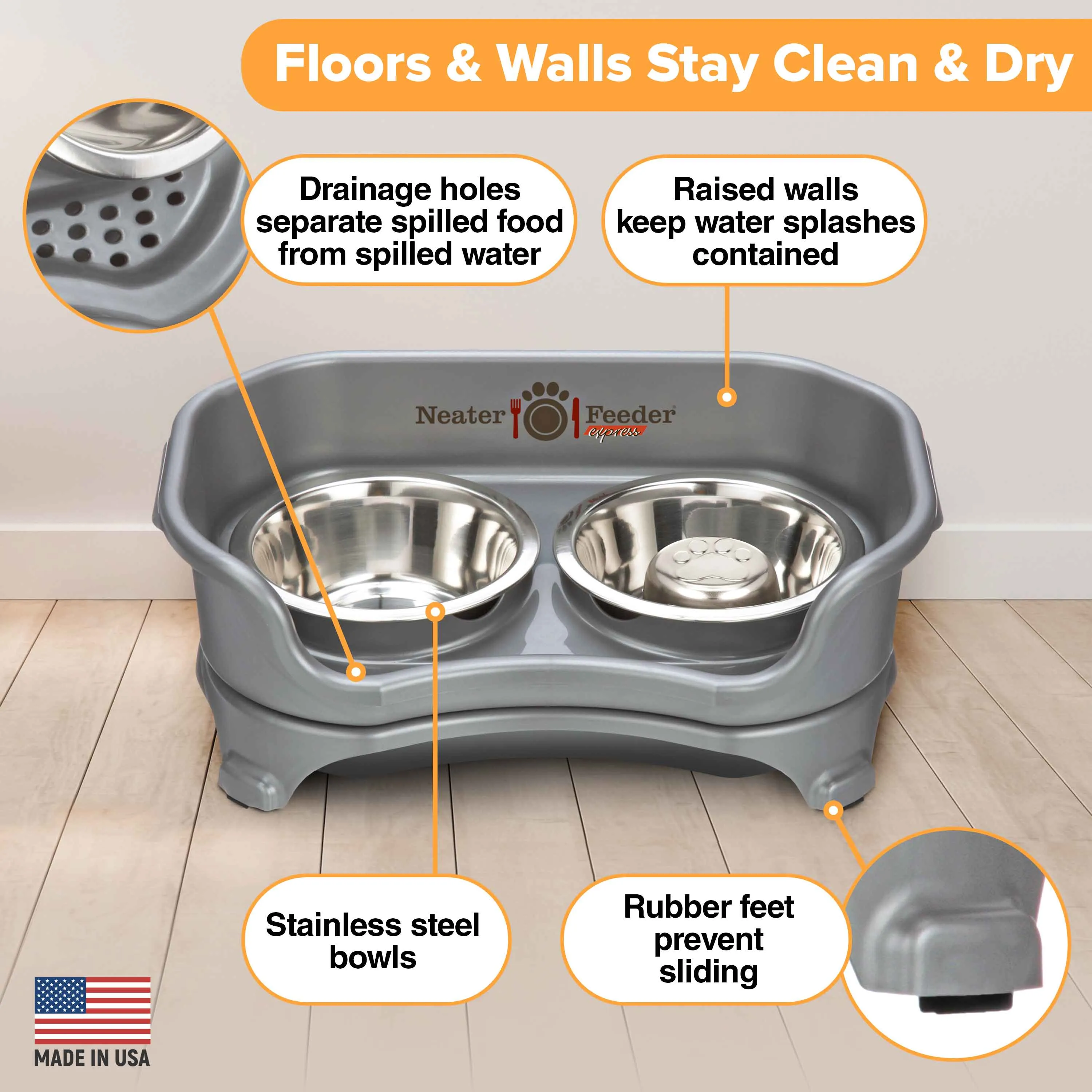 EXPRESS Neater Feeder with Stainless Steel Slow Feed Bowl