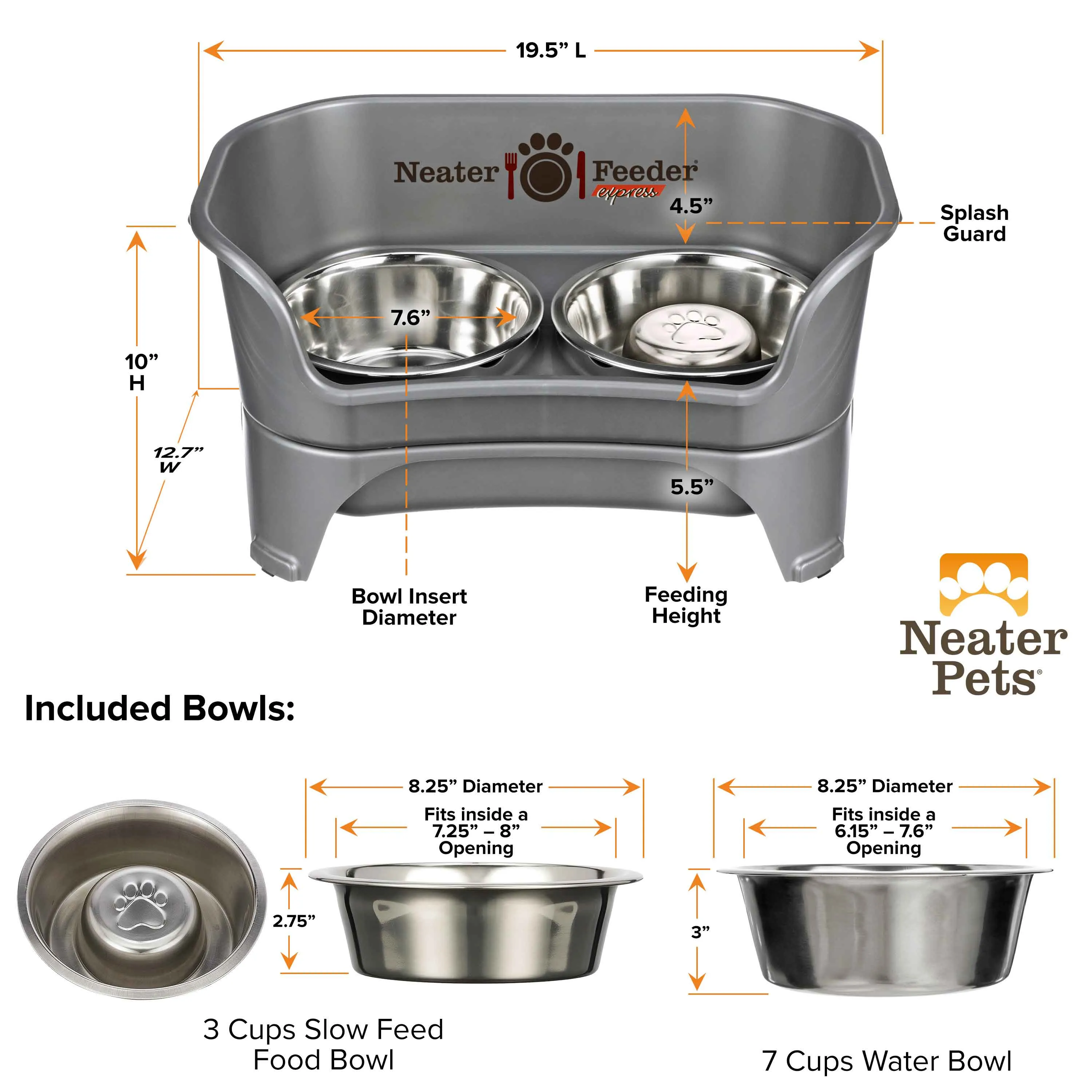 EXPRESS Neater Feeder with Stainless Steel Slow Feed Bowl