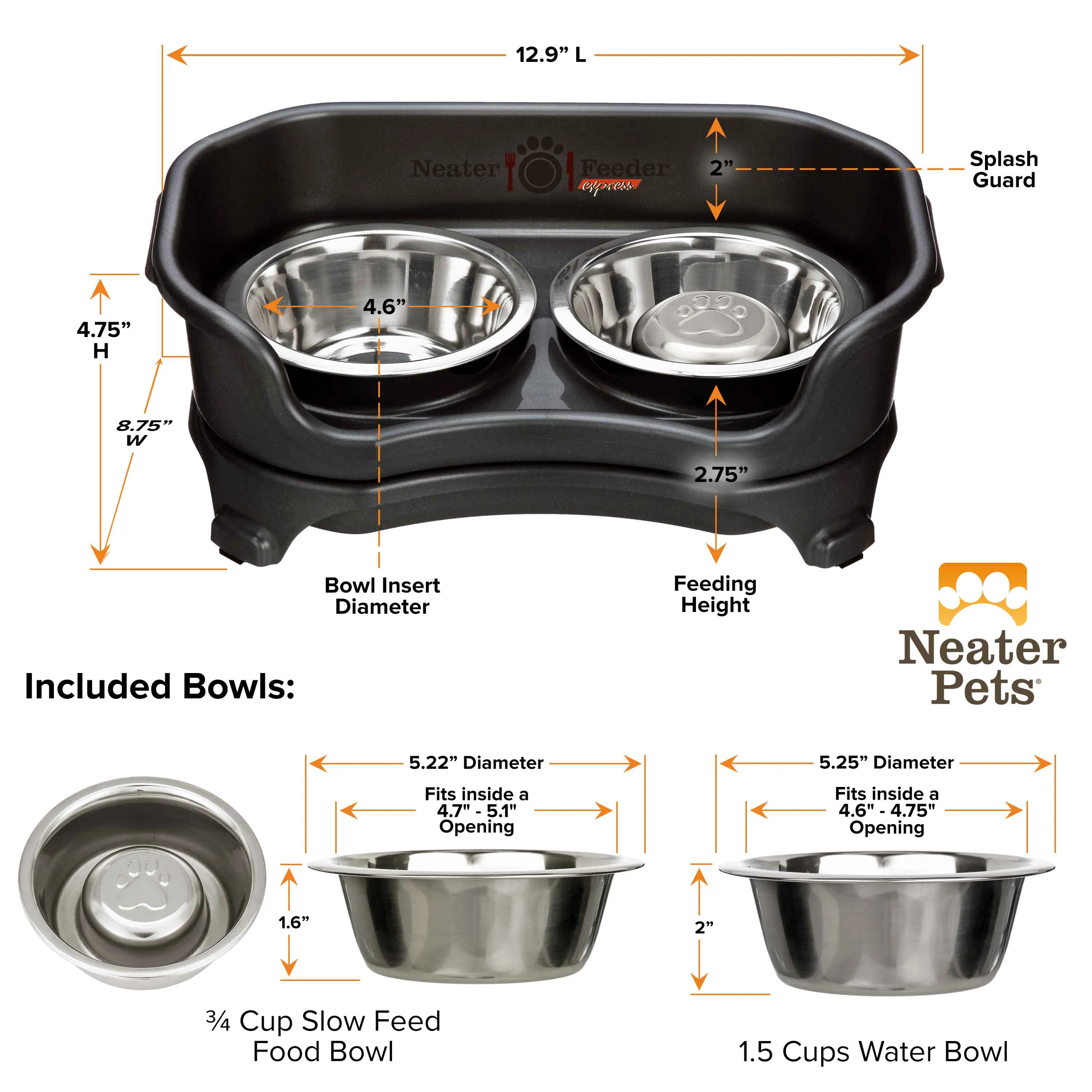 EXPRESS Neater Feeder with Stainless Steel Slow Feed Bowl