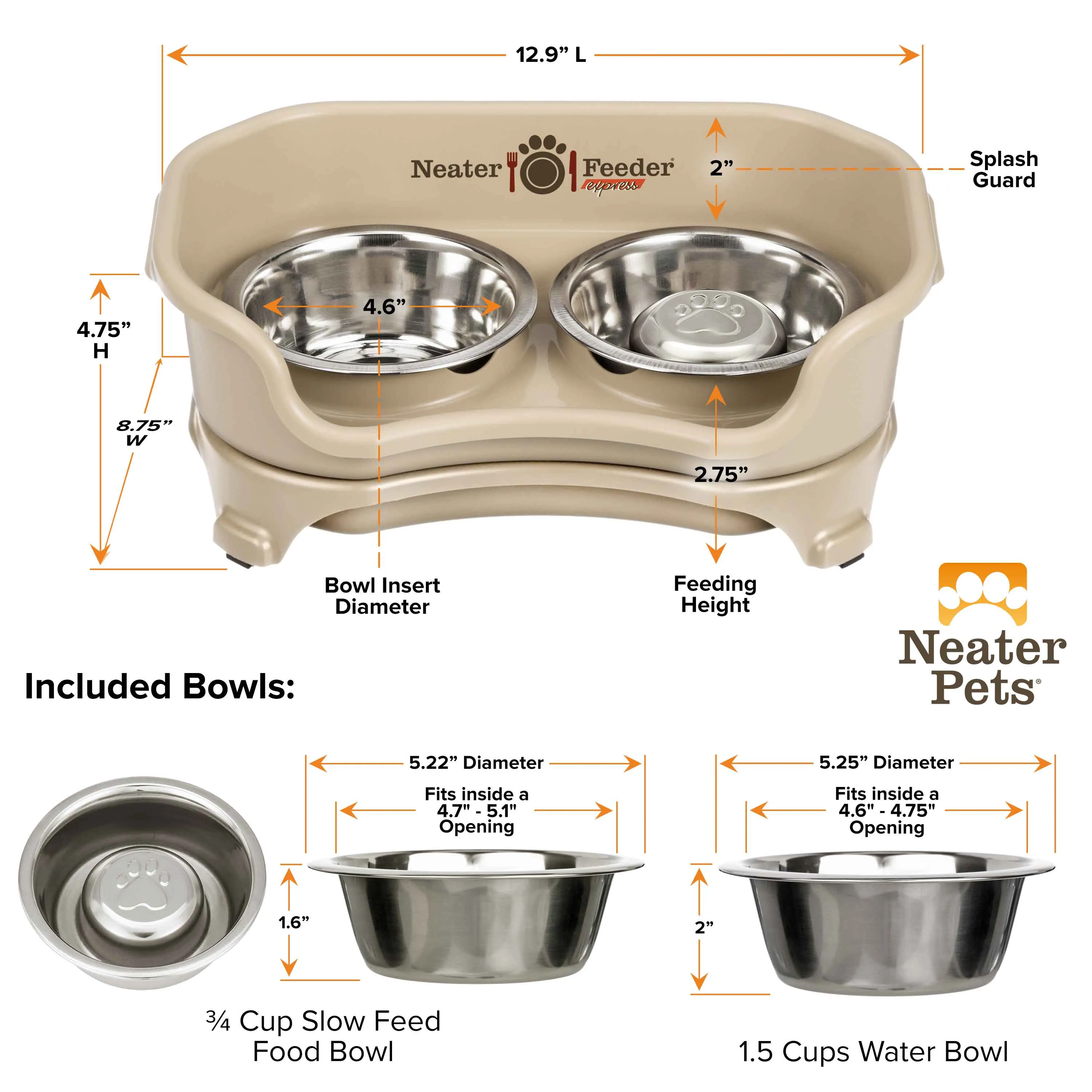 EXPRESS Neater Feeder with Stainless Steel Slow Feed Bowl