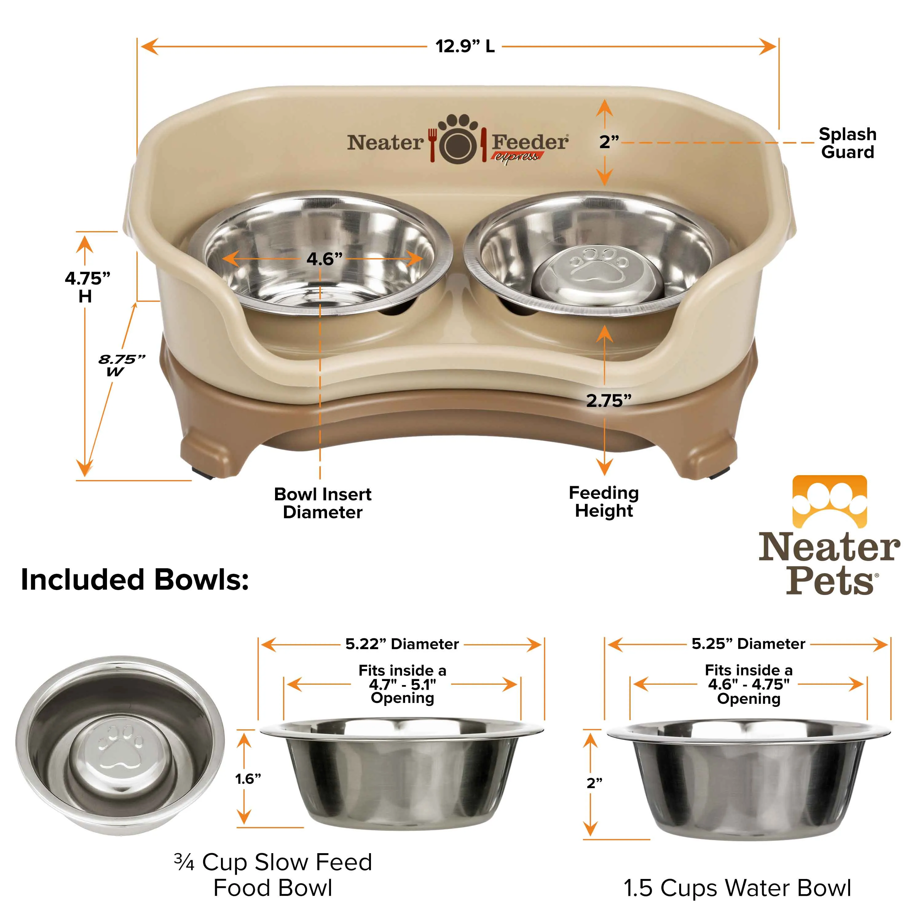 EXPRESS Neater Feeder with Stainless Steel Slow Feed Bowl