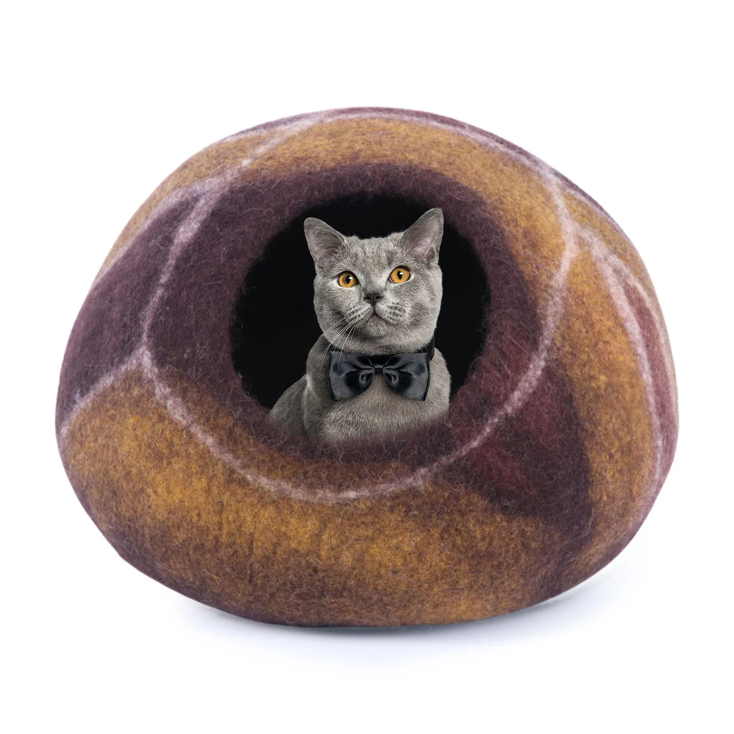 Felt and Wool Felt Cat cave Bed and House for Indoor Kittens Ecm 100% Natural Merino Wool Extremely Cozy and Warm.