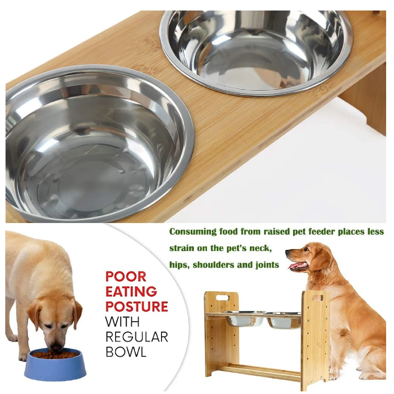 FOREYY  Adjustable Elevated Pet Feeder for Cats and Dogs with 4 Bowls