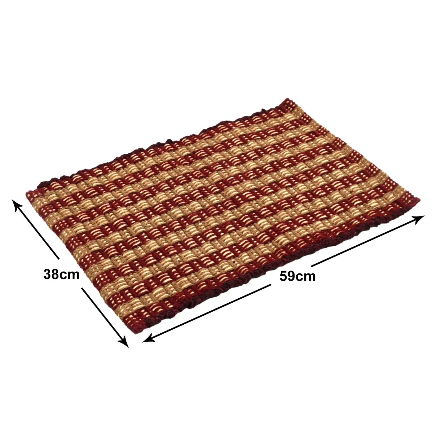 Heart Home Strips Design Cotton Door Mat for Porch/Kitchen/Bathroom/Laundry Room, 23"x14" Pack of 2 (Maroon)-50HH01102