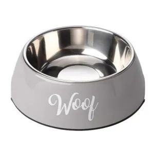 House of Paws Woof 2 in 1 Dog Bowl, Grey