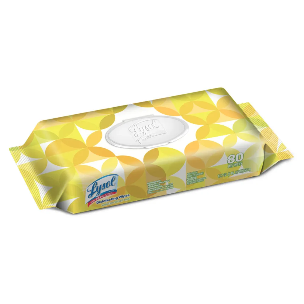 Lysol® Lemon & Lime Blossom Scent Disinfecting Wipes (6.75" x 8.5" | 80 Wipe Flat Packs) - Case of 6