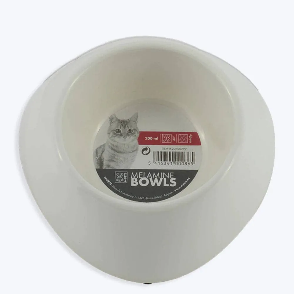 M Pets Single Round Melamine Bowl for Cat (White)