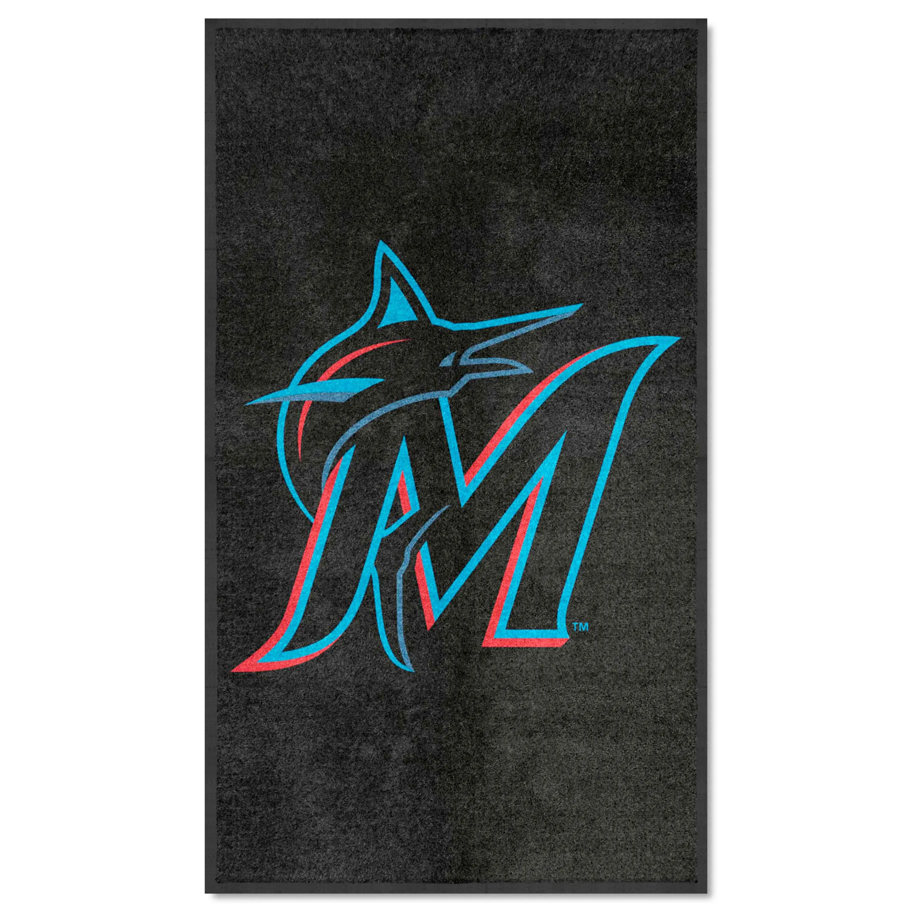 Miami Marlins 3X5 High-Traffic Mat with Durable Rubber Backing - Portrait Orientation