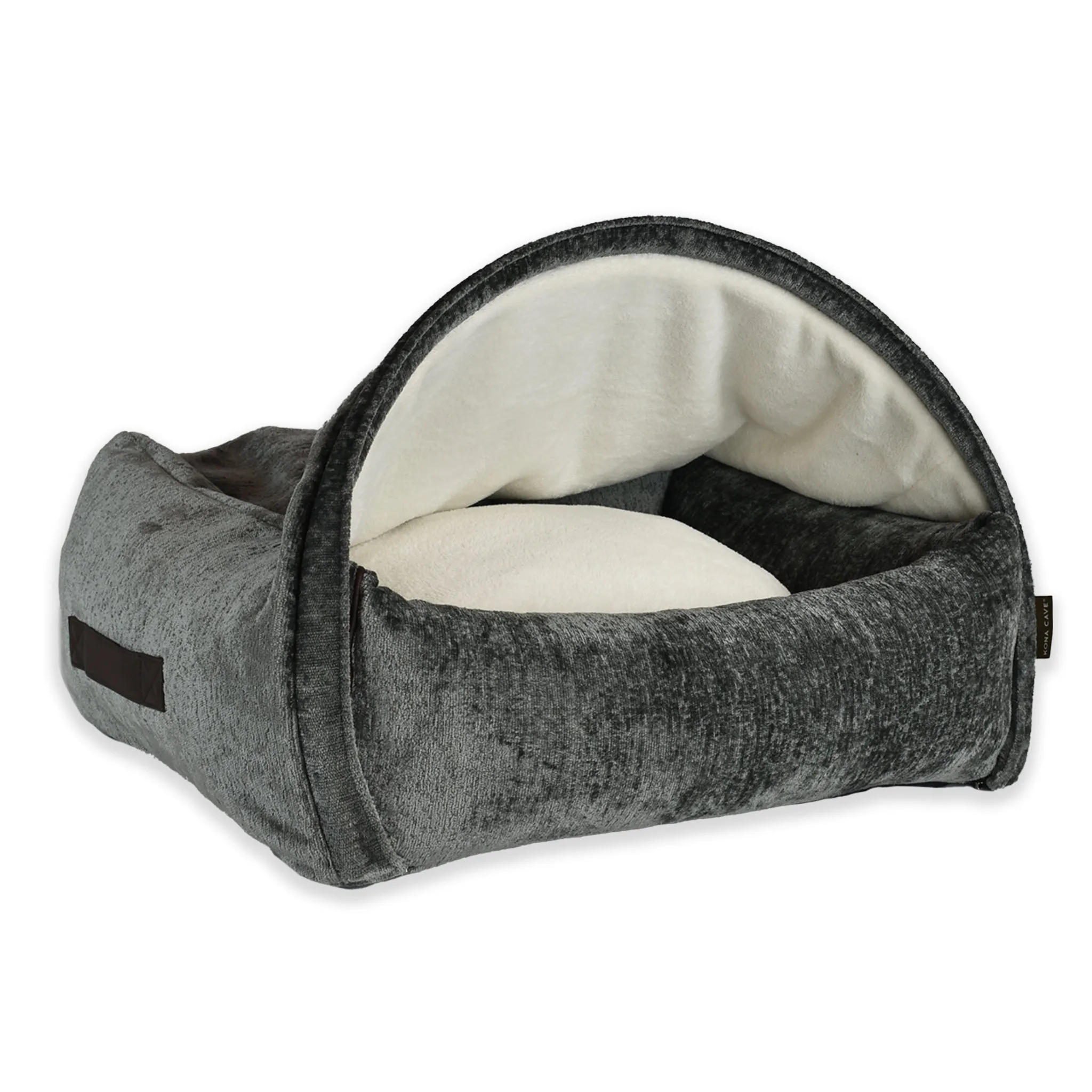 New! Snuggle Cave Bed - Chenille Velvet - Grey