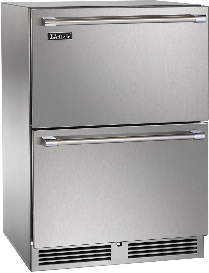 Perlick Signature Series 24-Inch Built-In Counter Depth Drawer Dual Zone Refrigerator & Freezer with 5 cu. ft. Capacity in Stainless Steel HP24ZS-4-5