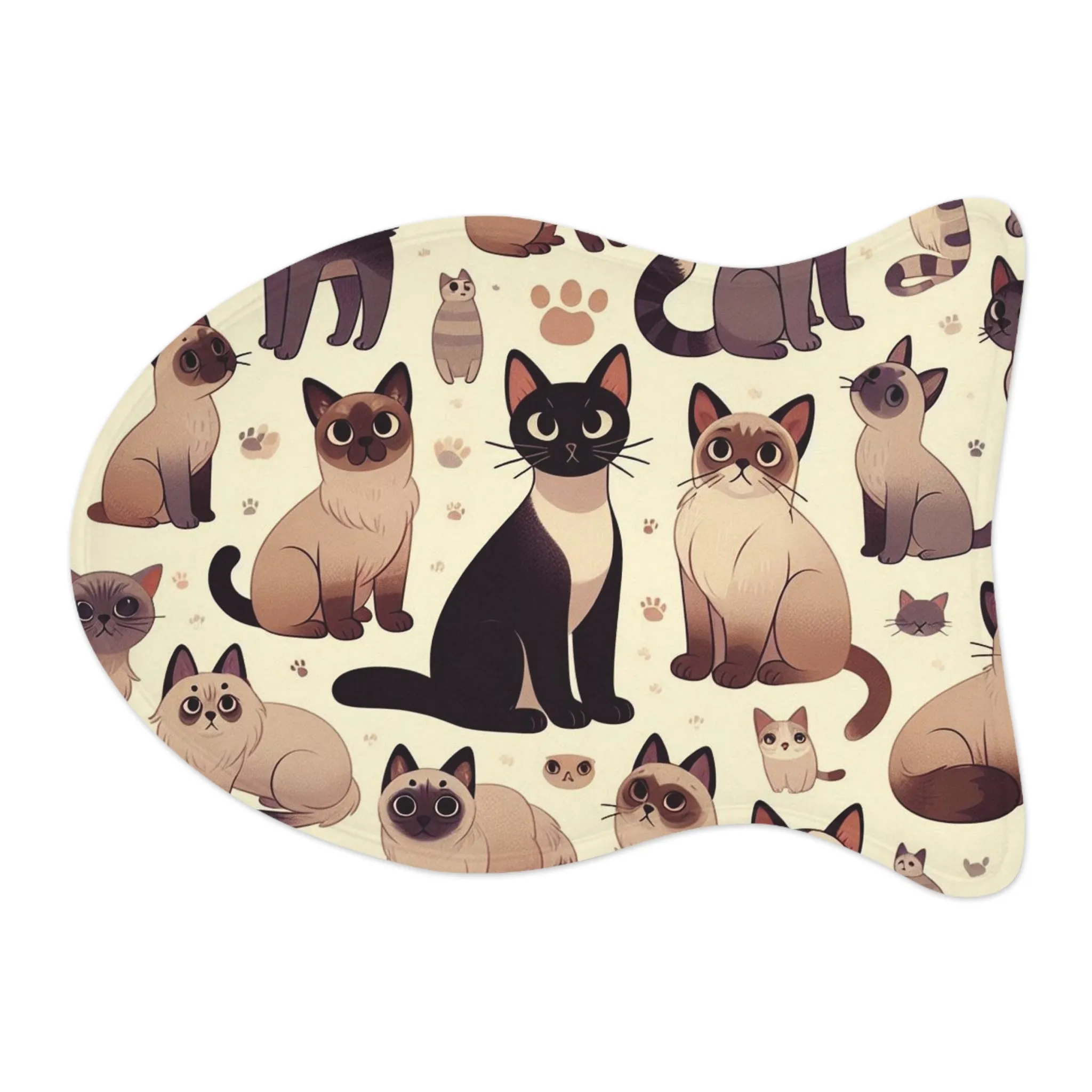 Pet Feeding Mats - Whimsical Siamese Cat Pattern