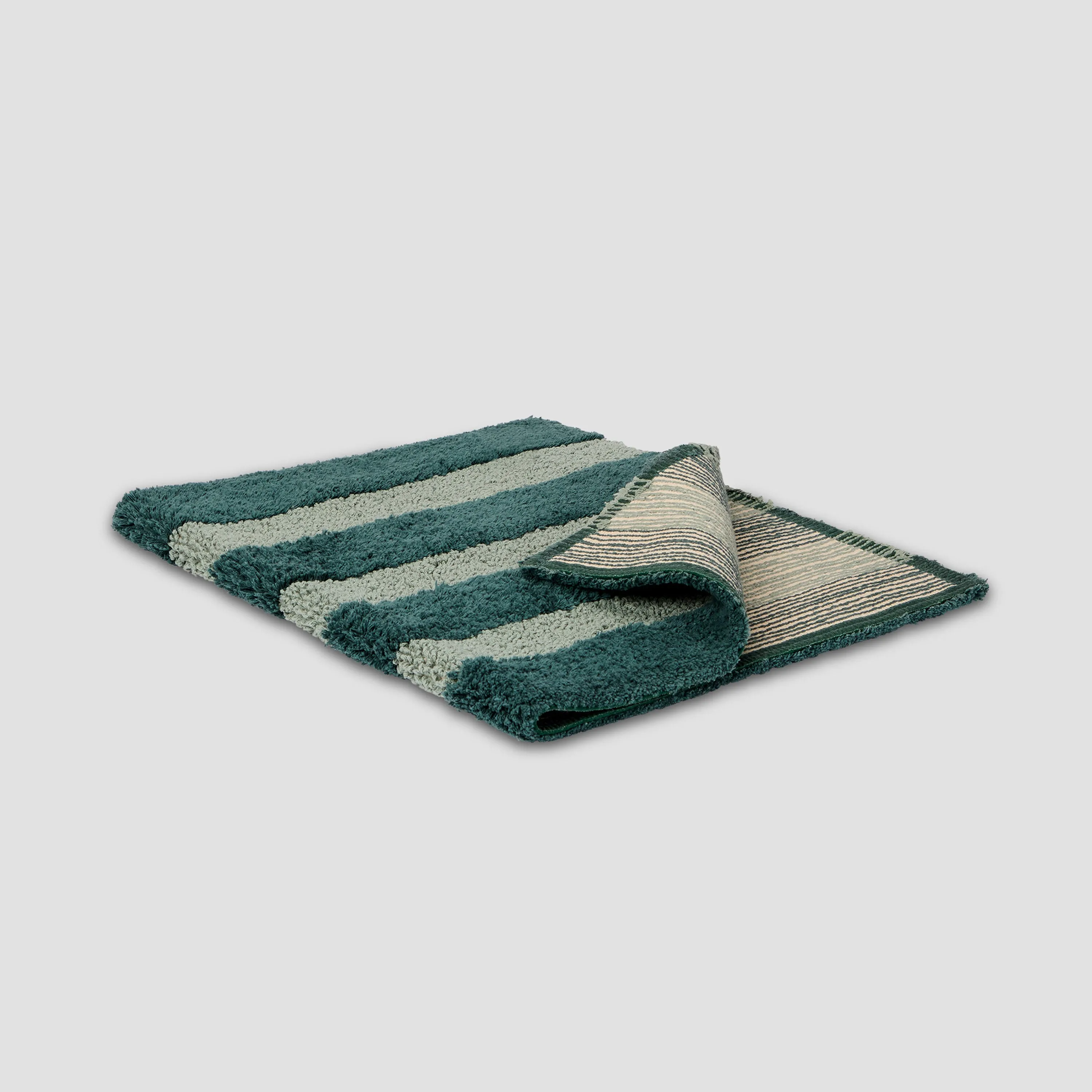 Pine Green Pembroke Stripe Cotton Bath Mat