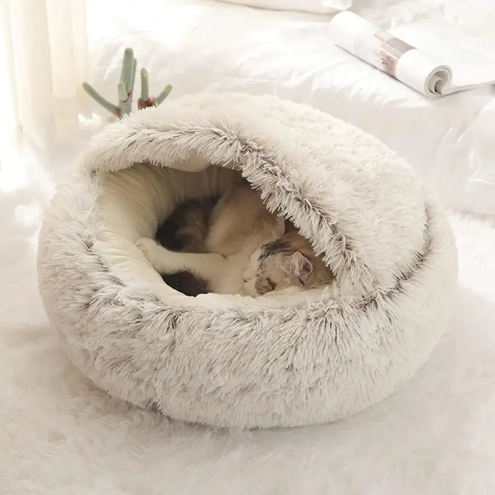 Plush Cat Cave Bed, Donut Cat Cave Bed