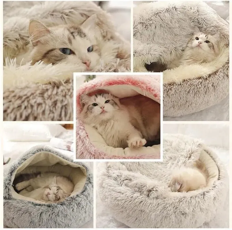 Plush Cat Cave Bed, Donut Cat Cave Bed