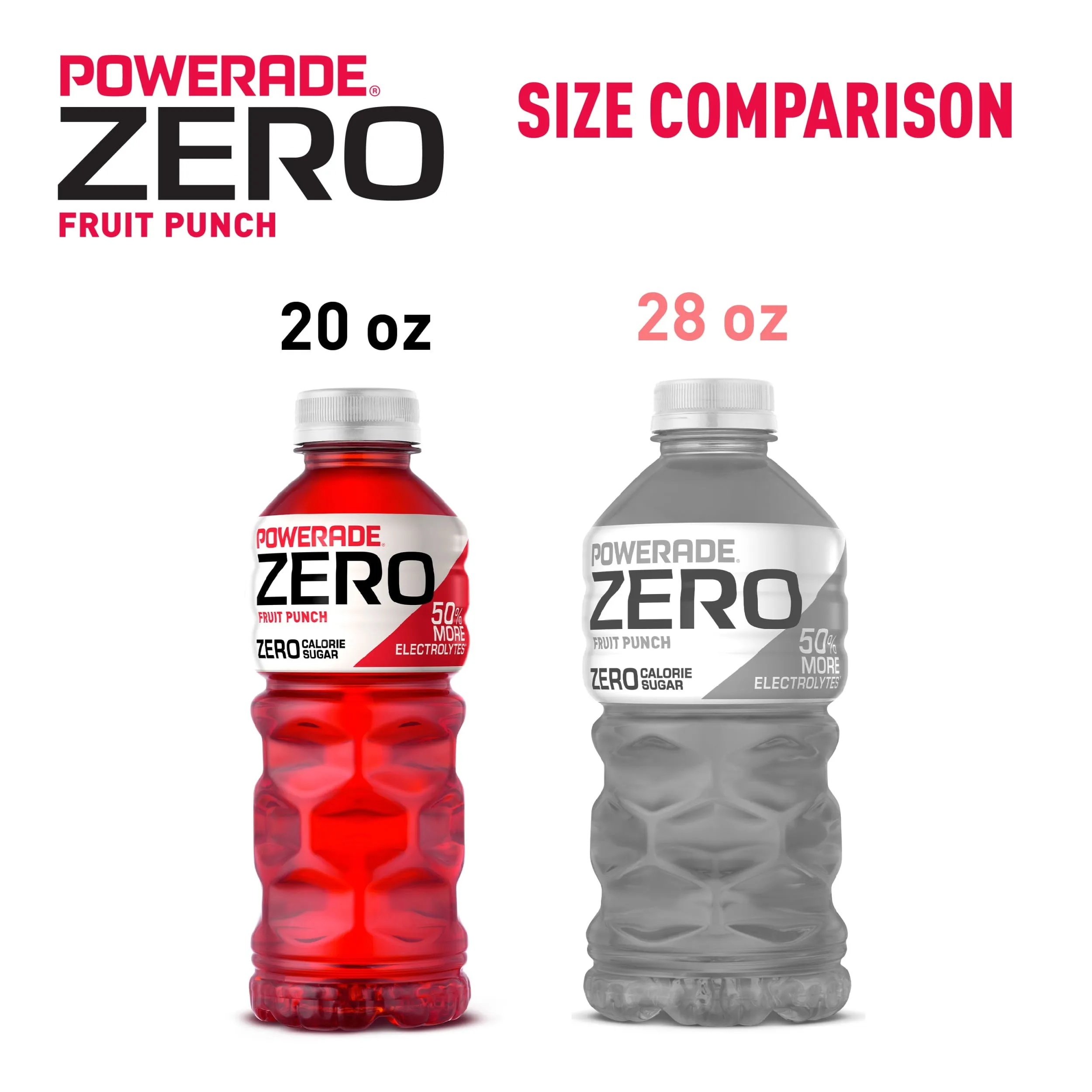 POWERADE Electrolyte Enhanced Zero Sugar Fruit Punch Sport Drink, 20 fl oz, 8 Count Bottles