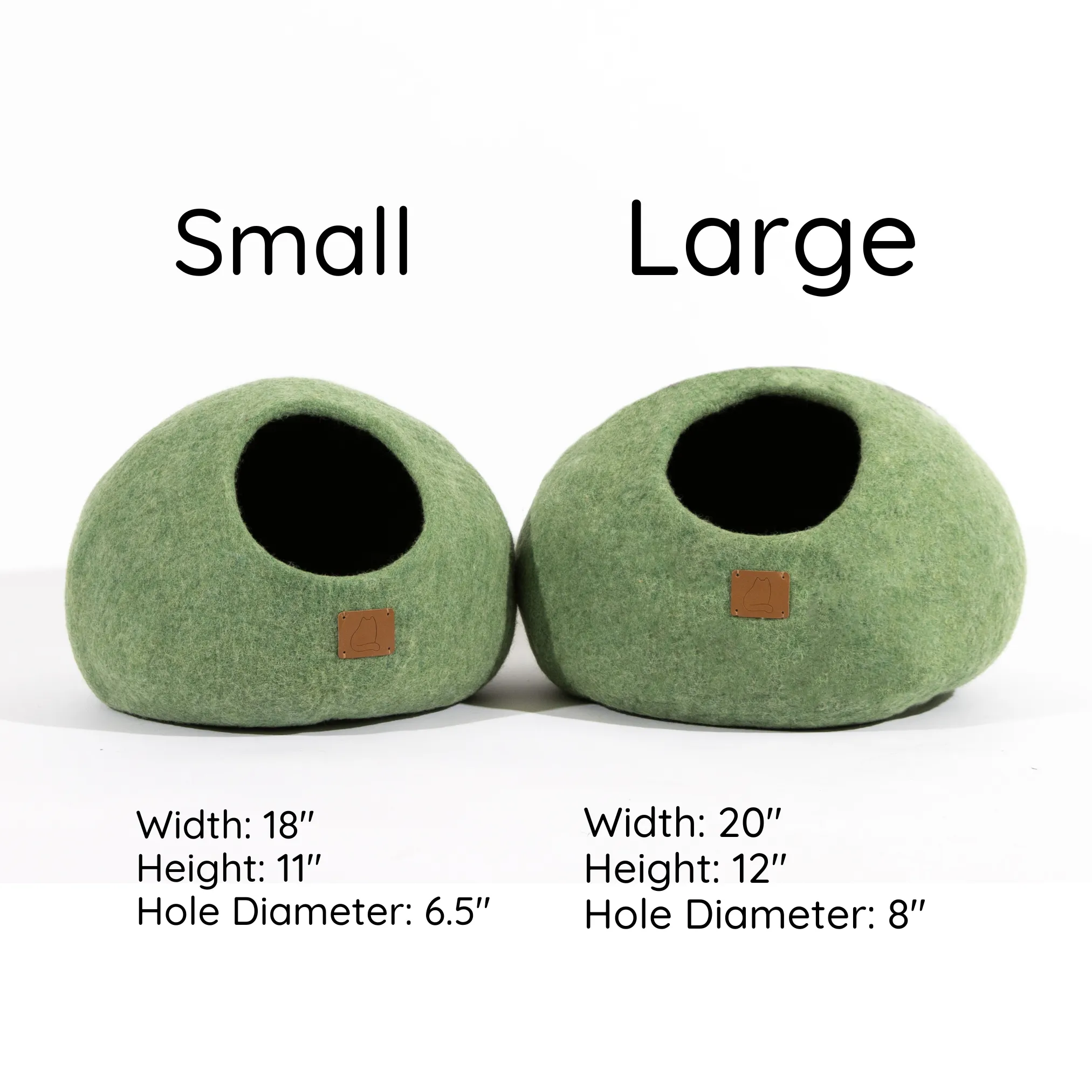 Premium Felted Wool Cat Cave Bed - Forest Green