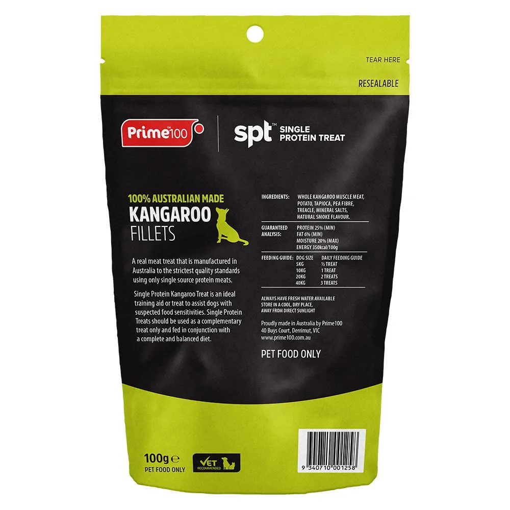 Prime 100 Dog SPT Kangaroo Fillet Treats 100g