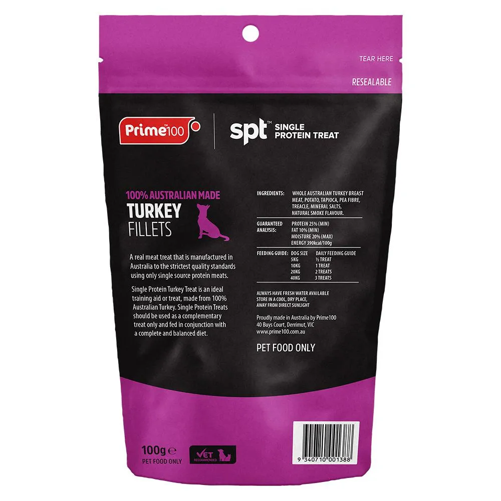 Prime 100 Dog SPT Turkey Fillet Treats 100g