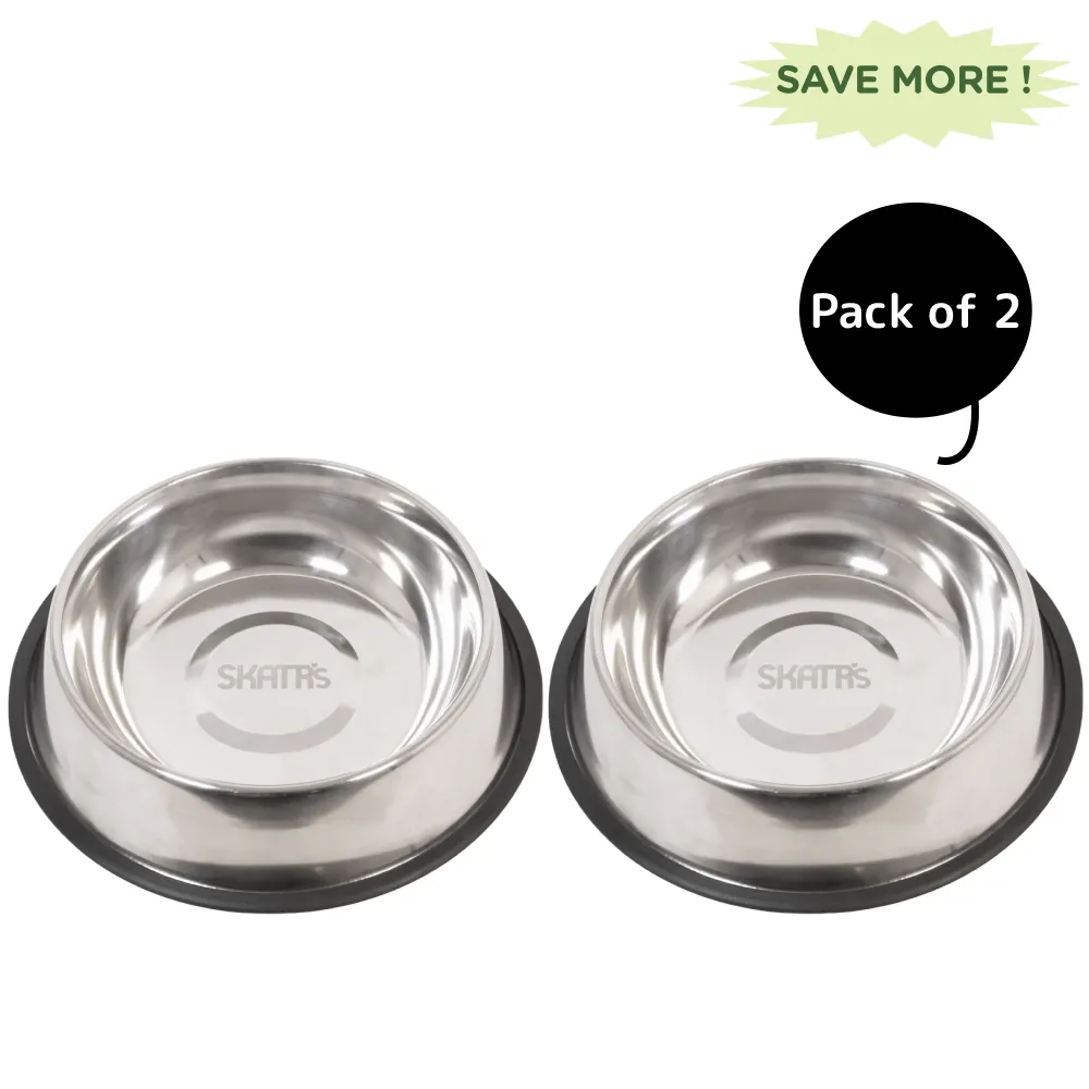 Skatrs Anti Skid Stainless Steel Bowl for Dogs and Cats (1400mL)