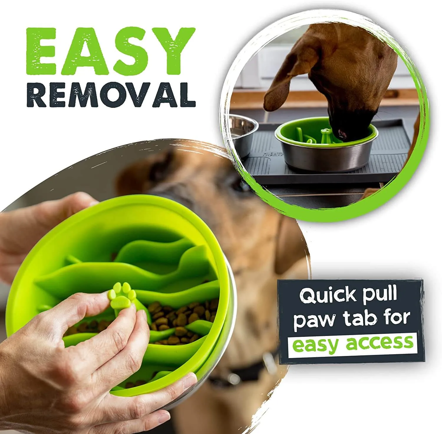 Slow Feed Dog Bowl - Holds 3 Cups, BPA-Free & Dishwasher Safe