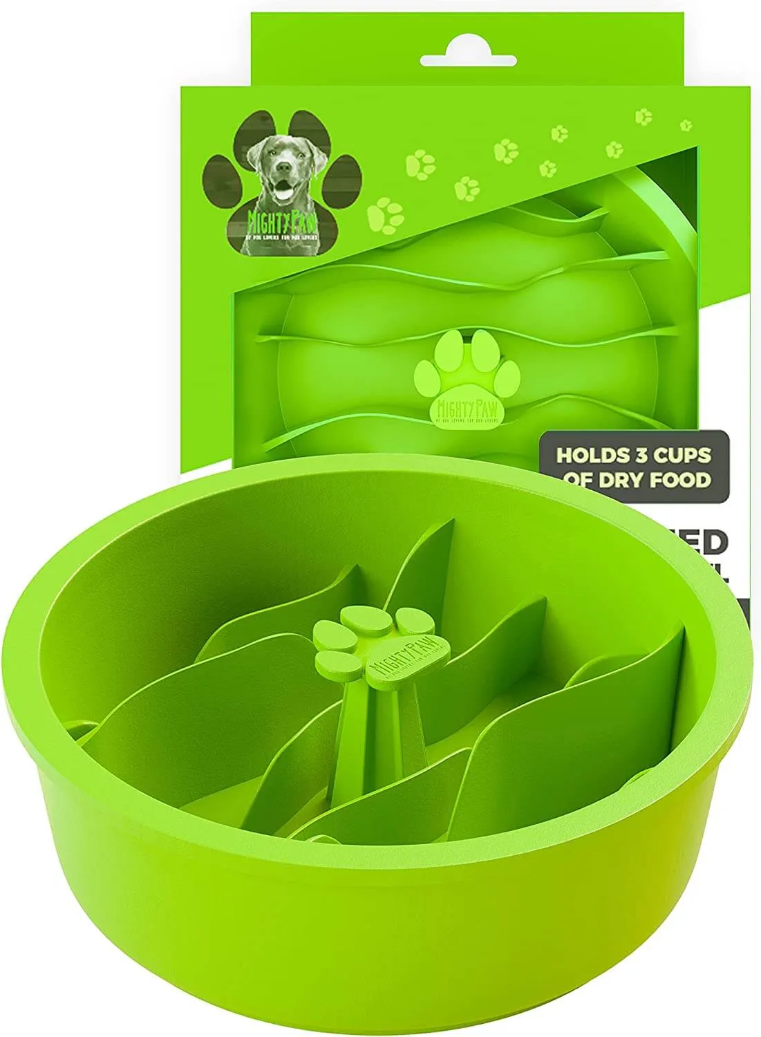 Slow Feed Dog Bowl - Holds 3 Cups, BPA-Free & Dishwasher Safe