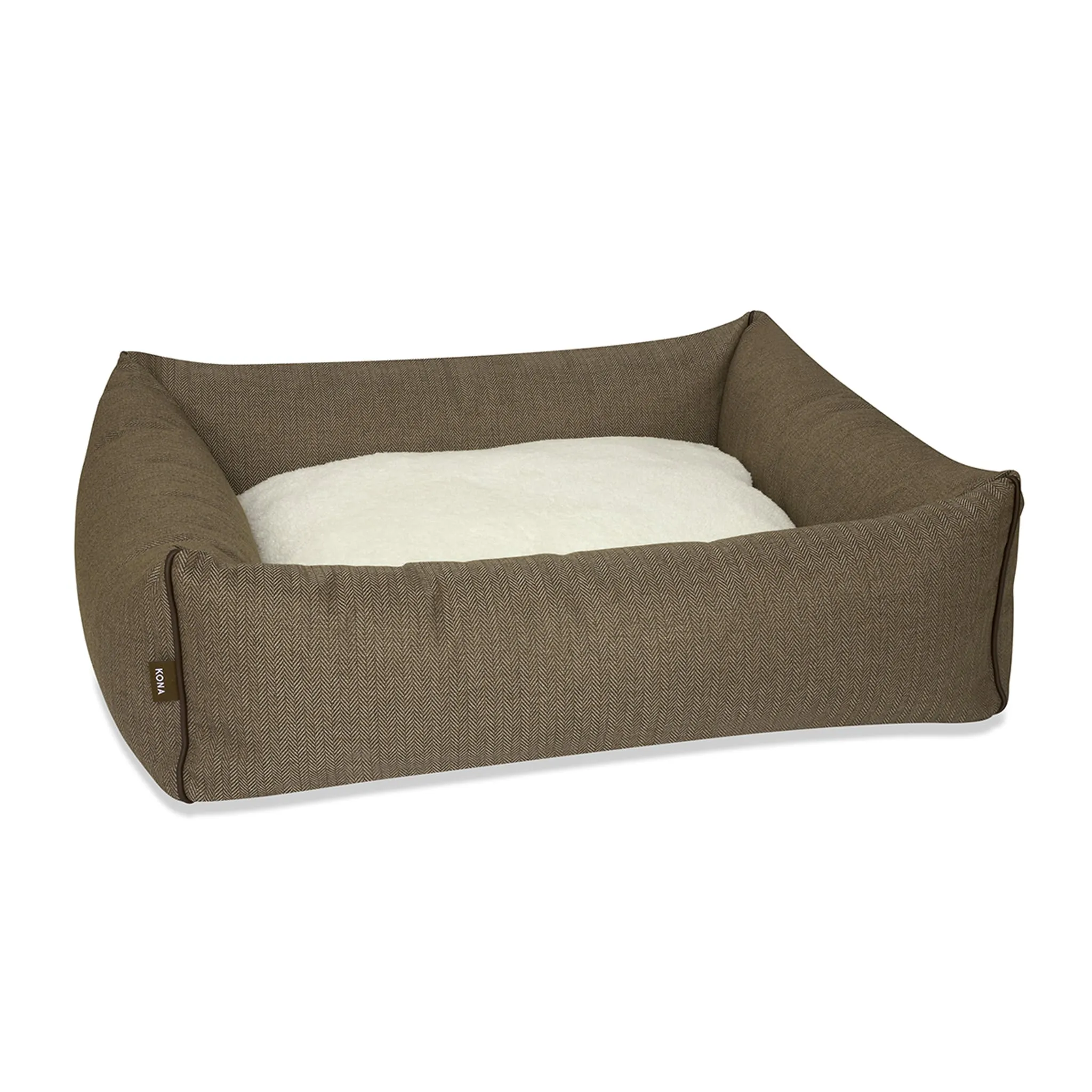 Snuggle Cave Pet Bed - Brown Herringbone