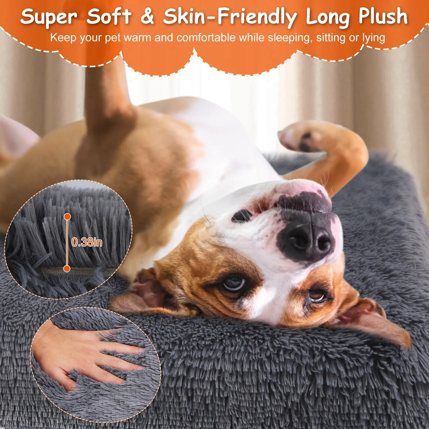 Soft Plush Cushion Cozy Warm Pet Crate Mat Dog Carpet