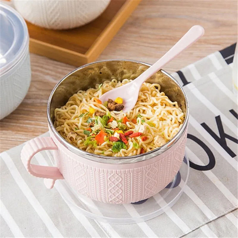 Stainless Steel Double-layer Ramen Noodles Bowl - Anti-scalding