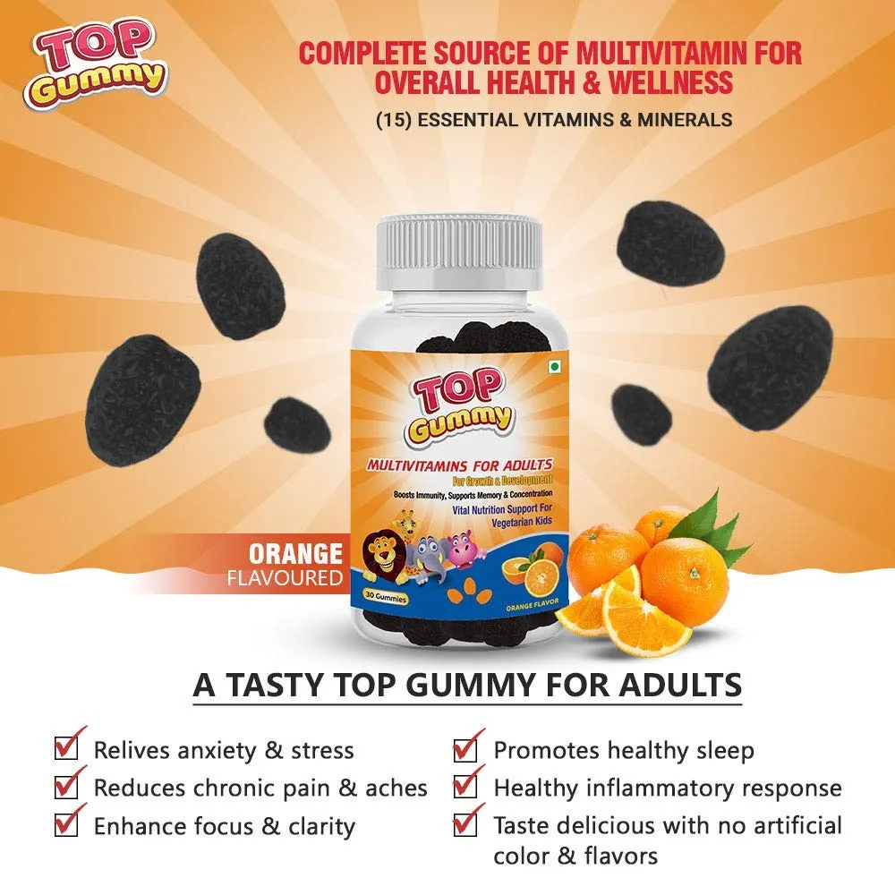 Top Gummy Prenatal Iron - 30 Gummies Strawberry Flavour & Multivitamin Gummies For Adults - 30 Gummies Orange Flavor